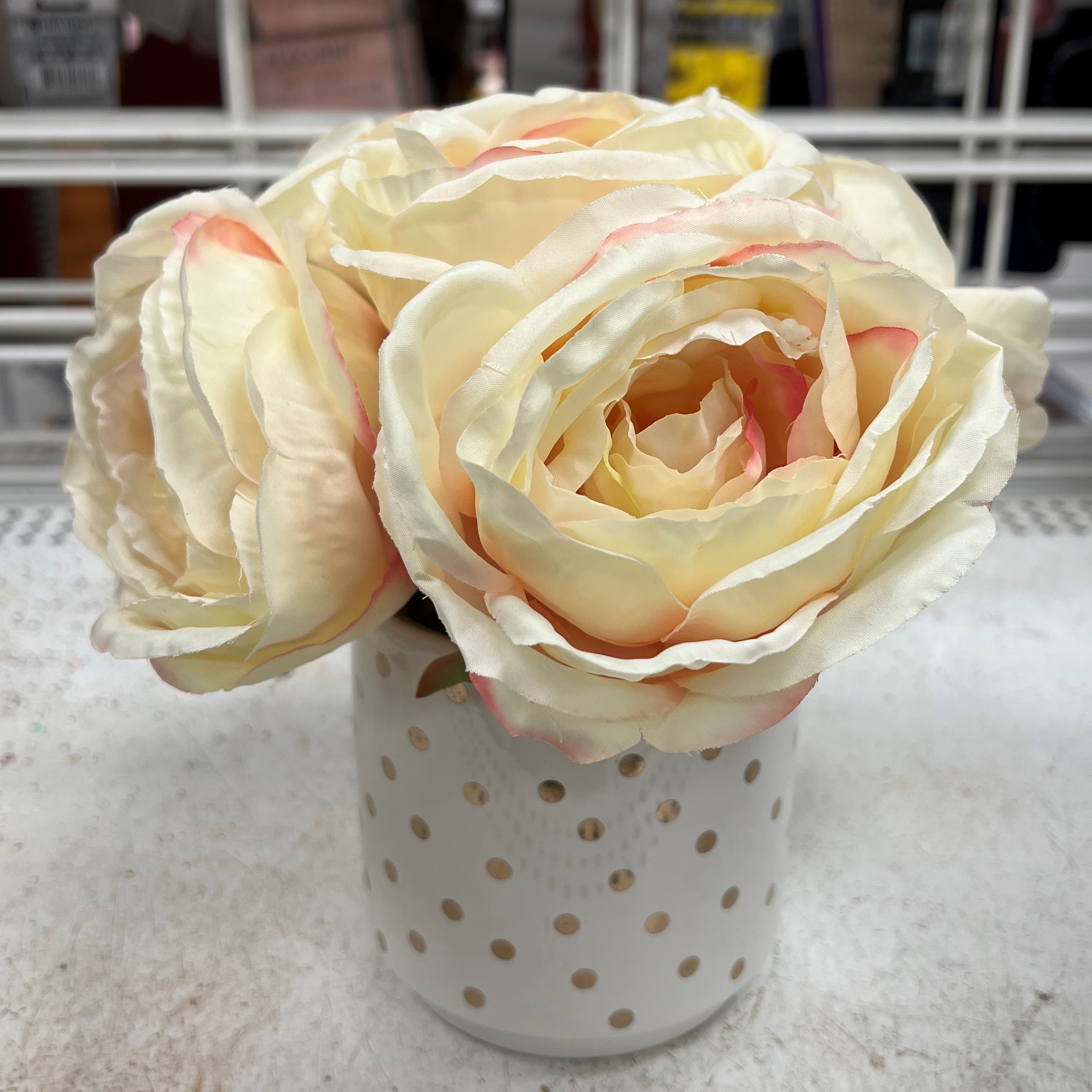 Beautiful white roses flower arrangement home decor