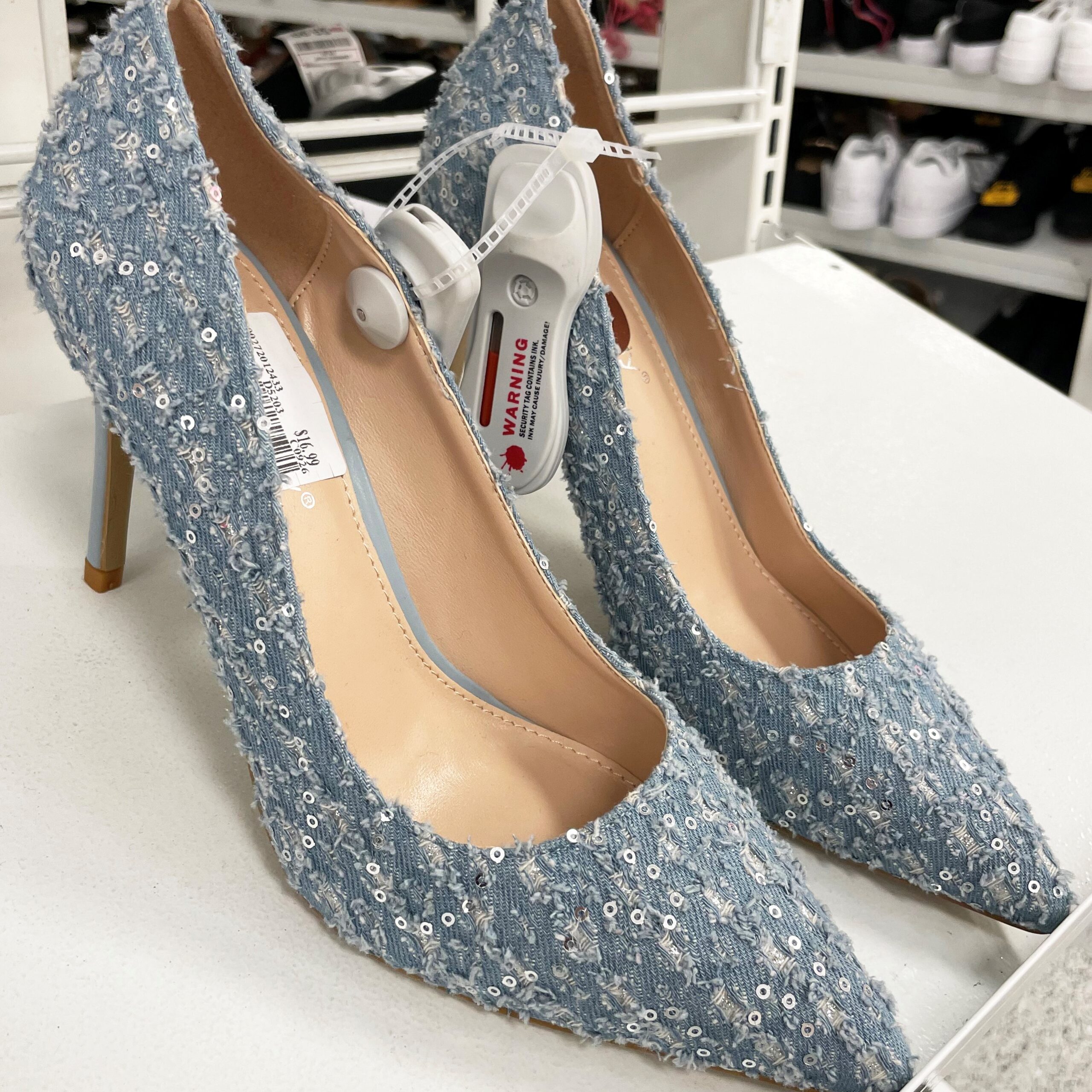 Denim and sequined high heels for a great value at dd's discounts